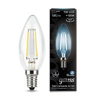 Лампа светодиодная филаментная Black Filament 7Вт свеча 4100К E14 | Код. 103801207 | Gauss